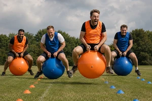 Space hopper race at a Newcastle stag activity